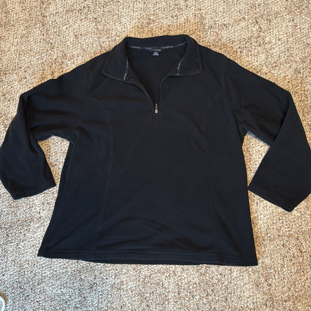 Lands’ End Black Quarter-Zip Fleece Pullover